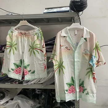 Новая морская волна Касабланка Кокосовая пальма Рубашки Мужчины Женщины Гавайская рубашка Футболка