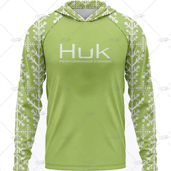  Новая рыбацкая футболка Дышащий быстросохнущий джерси HUK Мужчины с длинным рукавом Рыбацкая одежда Защита от ультрафиолета Влага Рыбацкая одежда