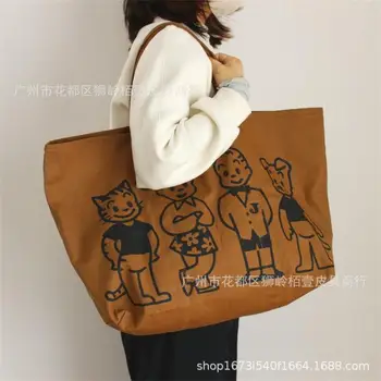 Новая сумка Miniso Kawaii Snoopy Двухкомпонентная нейлоновая сумка-тоут Мультяшная модная сумка для девочек Сумка через плечо Сумка для покупок большой емкости Сумка через плечо