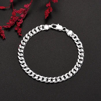 Новые оригинальные браслеты-цепочки из стерлингового серебра 925 пробы 7 мм для мужчин и женщин, роскошные дизайнерские ювелирные изделия, свадебные подарки