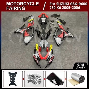 Новый комплект обтекателей мотоцикла для SUZUKI GSX-R600 GSXR600 GSX-R750 K6 2005-2006 Комплект кузова Высококачественный впрыск ABS черный красный