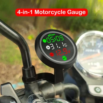  Новый мотоциклетный термометр 9-24 В Светодиодный цифровой дисплей Электронный 4 в 1 Измеритель температуры воды Вольтметр Датчик низкого напряжения Сигнализация низкого напряжения
