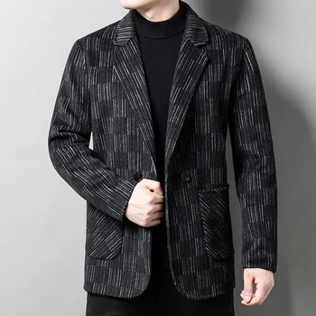 Новый мужской модный деловой повседневный джентльменский двусторонний шерстяной двухсторонний корейский вечерний пиджак для судейства