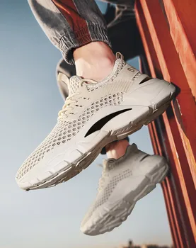 Новый стиль летающих кокосовых туфель одинарная сетка дышащие спортивные кроссовки модная повседневная мужская обувь