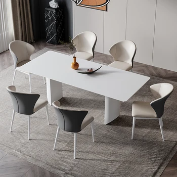 Обеденный стол Комбинированный стул Столовая Современный дизайн Каменные плиты Чайные столы Mesas De Centro Para Salon Мебель для гостиной