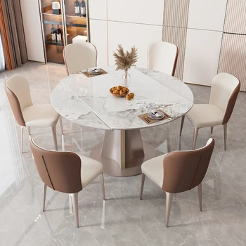 Обеденный стол с круглым дизайном Простой скандинавский белый выдвижной туалетный столик Многофункциональный складной мебель Mesas de Jantar YX50CZ