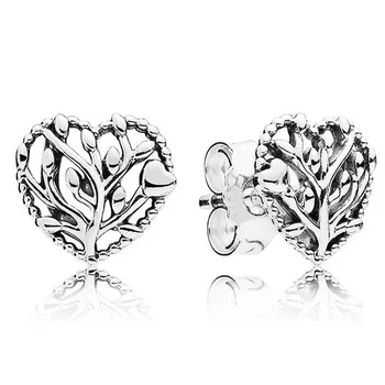 Оригинальные ажурные серьги-гвоздики с цветущим сердцем для женщин 925 пробы Стерлинговое серебро Свадебный подарок Модные ювелирные изделия