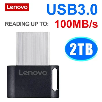 Оригинальный USB-накопитель Lenovo 2 ТБ Металлическая карта памяти реальной емкости USB Высокоскоростная флэш-память Черный подарочный накопитель U Диск