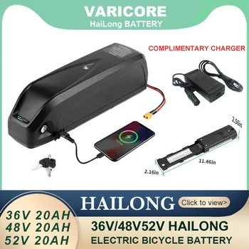 Оригинальный аккумулятор для электровелосипеда Hailong 36 В 48 В 52 В 20 Ач 30 А BMS 350 Вт 500 Вт 750 Вт 1000 Вт 18650 Cell Бесплатная доставка и беспошлинная подарочная зарядка