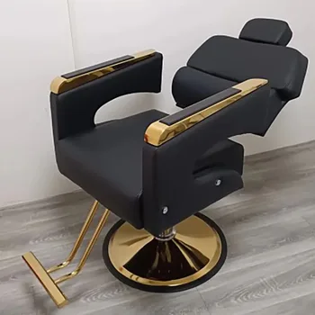 Парикмахерская Роскошное кресло для салона Кожаный откидной парикмахерский Вращающееся кресло для парикмахерской Оборудование для парикмахерской Мебель Silla De Barbero