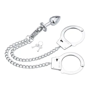 Парный игровой реквизит SM металлические наручники связанный анальный стимулятор Взрослый секс-игровой реквизит 18 и выше пользователи adultosex para mujer секс-игрушки