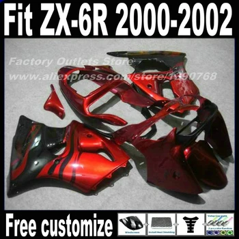 Пластиковый обтекатель мотоцикла для Kawasaki ZX6R 00 01 02 Ninja 636 красный черный Обтекатели ZX-6R 2000 2001 2002 SB25
