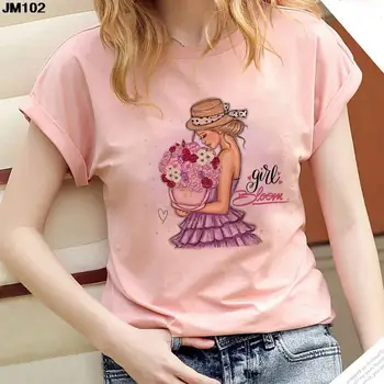 Повседневная женская топовая футболка с коротким рукавом Летняя мода с цветами Футболка с принтом для девочек Harajuku Готическая женская одежда Футболка