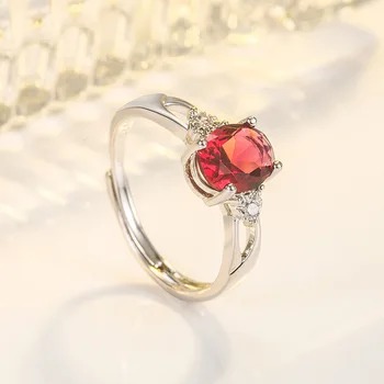 Подлинное кольцо с драгоценным камнем из серебра 925 пробы и красного рубина для женщин Anillos De Silver 925 Ювелирные изделия Рубин Драгоценный камень Ювелирные изделия Женские кольца