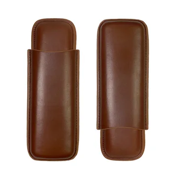  Портативный портативный гладкий искусственный кожаный 2-трубочный портсигарный держатель мини-хьюмидор дорожный чехол для Cohiba