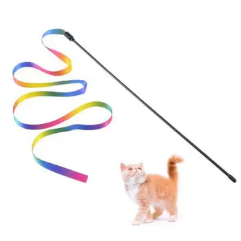  Привлекательная игрушка для кошек Двусторонняя радужная лента Игрушка для кошек для развлечения Избавление от скуки Устойчивость к царапинам для кошек