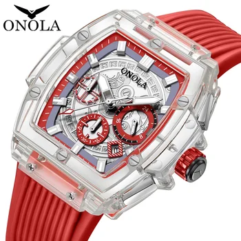Прозрачные пластиковые водонепроницаемые роскошные часы для мужчин и женщин Бренд ONOLA Faionsh Кварцевые силиконовые мужские часы Relojes Para Hombre