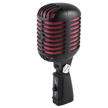 Профессиональный классический динамический вокальный микрофон в стиле ретро, металлический микрофон для живого караоке