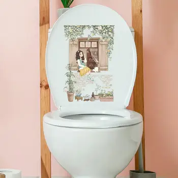  Прочная наклейка для туалета Водонепроницаемая наклейка с цветком Яркая наклейка на стену ванной комнаты с долговечным цветом Клей для легкого нанесения
