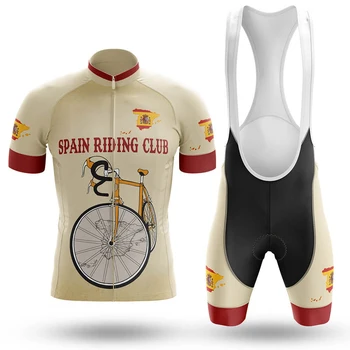 Ретро Испания Мужская летняя велогонка Джерси Набор Дорожный велосипед Экологически чистый гоночный костюм с коротким рукавом Одежда для велосипеда