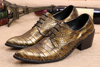 Ретро новая мода с золотыми остроконечными носками индивидуальность деловая повседневная кожаная обувь мужская мода летняя дышащая классическая обувь