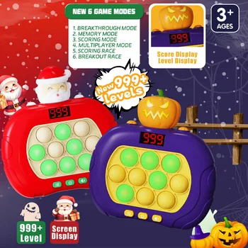 Рождественская поп-игра Fidget Quick Push Bubble Game Handle Детская антистрессовая игрушка на Хэллоуин Игровая машина для снятия стресса