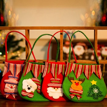 Рождественские украшения Мультфильм Санта-Клаус Снеговик Лось Подарочная сумка Счастливого Рождества Декор Детский подарочный пакет Конфетный мешок Рождественская сумка