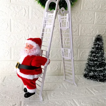 Рождественское украшение Электрическая лестница для скалолазания Кукла Санта-Клауса Игрушки с музыкой Счастливого рождественского елки Подвесные украшения
