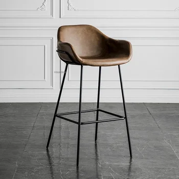 Роскошные обеденные стулья Современная кожаная подушка Высокая рука Дизайн спальни Напольные стулья Кухня Sedia da Pranzo Мебель для гостиной