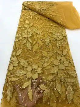 Роскошный африканский тяжелый бисер 2023 высокого качества нигерийские пайетки с жемчужным кружевом французская тюлевая ткань для вечернего платья Шьют XC70TT