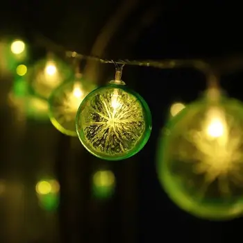 С Новым годом Комната Зеленый Лимон Светодиодные Гирлянды Внутренняя Атмосфера Рождественские Украшения Батарея Огни Вечеринка Водонепроницаемый 087
