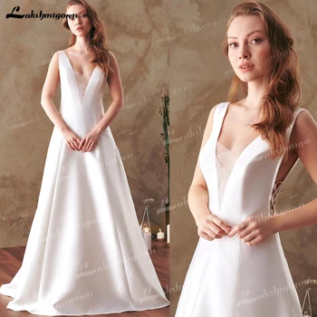 Сексуальное свадебное платье 2023 Элегантные свадебные платья до колен A-Line V-образным вырезом свадебные платья халат mariage femme