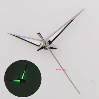 Серебряные стрелки Зеленые светящиеся часы Ручная посадка NH35A NH36A 7S26 2824 PT5000 Автоматический механизм Мужские часы Аксессуары Запчасти