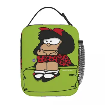  Симпатичная Mafalda Cartoon Термоизолированная сумка для ланча для школы Многоразовая сумка для еды Мужчины Женщины Термокулер Ланч-боксы