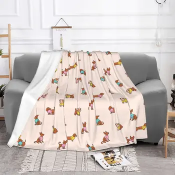 Симпатичная мультяшная собака такса животное одеяло флис весна осень портативное ультрамягкое одеяло для домашней спальни покрывала