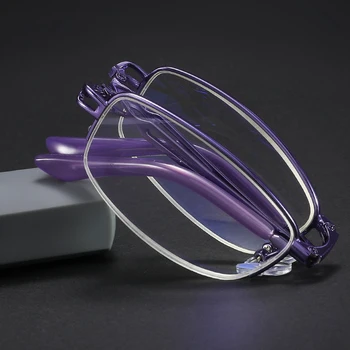Складные очки для чтения для женщин Очки по рецепту без оправы Pueple Оправа Очки с блокировкой синего света с футляром