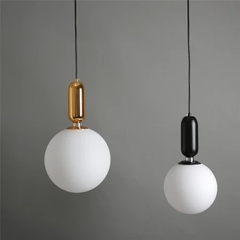 Современные стеклянные шаровые подвесные светильники Nordic Simple LED Внутреннее освещение Домашний декор Гостиная Спальня Прикроватные подвесные светильники