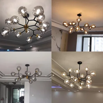 Современные стеклянные шаровые люстры для столовой, кухни, гостиной, спальни, подвесной потолочной люстры, внутренних осветительных приборов