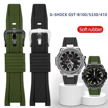 Спортивный ремешок из силиконовой резины для часов Casio G-SHOCK GST Series W110 / S130 / 100G / S110 W300 400G 210 Man WatchBand Браслет