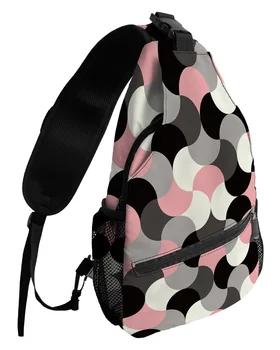 Средневековая современная абстрактная геометрия Розовые нагрудные сумки для женщин и мужчин Водонепроницаемые сумки-мессенджеры Спортивная сумка через плечо на одно плечо