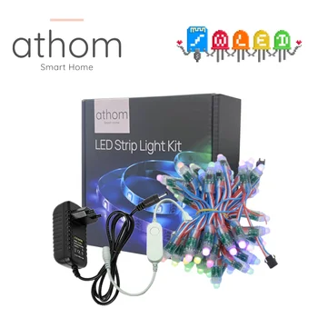 Стартовый комплект Athom WLED WS2812B 5 м 10 светодиодов/м ESP8285 адресуемая светодиодная лента