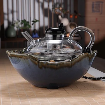 Стеклянный чайник в китайском стиле, термостойкий, прозрачный набор, керамическая плита, бытовой чайник для приготовления чая