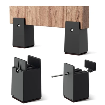  Стояки для кроватей, 4-дюймовые регулируемые блоки стояков для стола с винтовым зажимом 4 комплекта подъемников для стульев для тяжелых условий эксплуатации подходят для ширины 0-2 дюйма Прочный