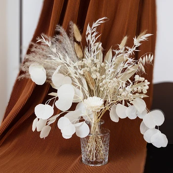 Сухоцветы с вазой,Искусственные цветы из пампасной травы в вазе,Цветочная композиция с вазой Домашний декор,Центральный элемент обеденного стола