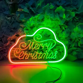 Счастливого Рождества Облако Неоновая вывеска Выгравированная личность Светодиодные огни для рождественских украшений Вещи в комнате Поддержка по индивидуальному заказу