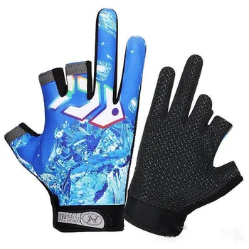  Три пальца Рыбалка Перчатки Противоскользящая Защита от солнца Летние тонкие дышащие перчатки для морской рыбалки на открытом воздухе
