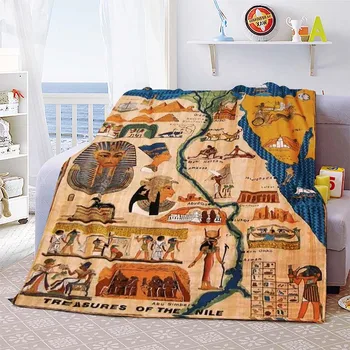 Фланелевое одеяло древнеегипетской цивилизации The Ancients Daily Print Warm Throw Blanket для дивана, спальни, офиса, плюшевого одеяла