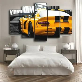 Холст в рамке 5 штук Dodge Challenger Спортивный автомобиль Настенное искусство Плакаты Картины для гостиной Офис Домашний декор Картины