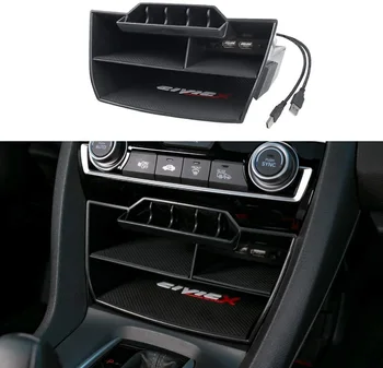 Центральная консоль Коробка для хранения монет Лотки Карты Чехол С USB-удлинителем для Honda Civic Sedan 10-го поколения 2016-2020