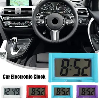 Цифровые часы на приборной панели автомобиля - Автомобильные клейкие часы с большим ЖК-дисплеем времени и дня для автомобиля H1J6